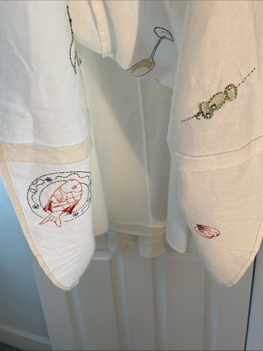 Caroline Constas Cream Linen Maxi Skirt with Multicolor Embroidery - Picture 10 of 11